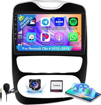 OEM Radio Para Coche De 8 N&uacute;cleos 4+64g Para Renault Clio 4 2012-2018, Con Carplay Inal&aacute;mbrico Y Android Auto, Pantalla T&aacute;ctil De 9, Bluetooth, Gps, Wifi,