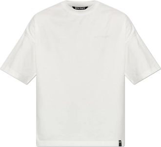 Palm Angels Katoenen T-shirt met logo - Heren - T-shirts - Wit - M - Katoen - Tops