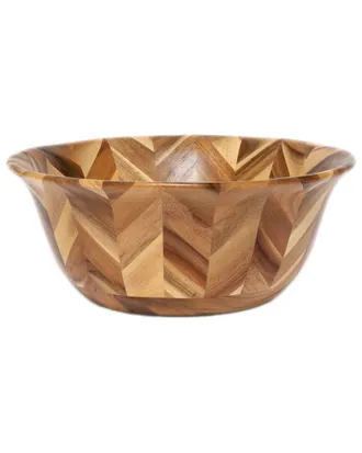 Lipper International Acacia Hand Pieced Herringbone Bowl