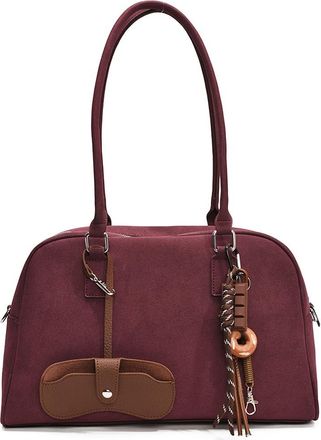 Generic Women Leather Shoulder Bag with Pendant Top Handle Bag for Daily Use (Burgundy)