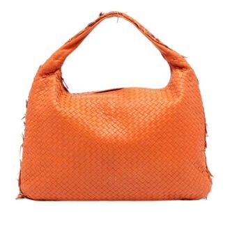 Bottega Veneta Pre-owned Shoulder Bags, female, Orange, Size: ONE SIZE Pre-owned Woven Hobo Bag