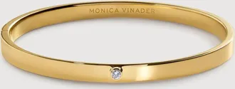Monica Vinader Gold Solitaire Diamond Bangle Lab Grown Diamond