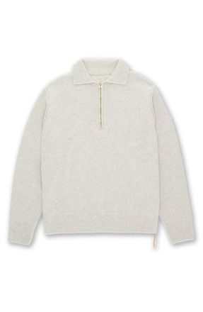 Fortela Yale Wool Sweater with Collar and Zip in Melange Grey at Nordstrom, Size Xx-Large Eu