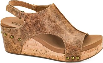 Corkys Footwear Womens Carley Distressed Wedges In Cognac