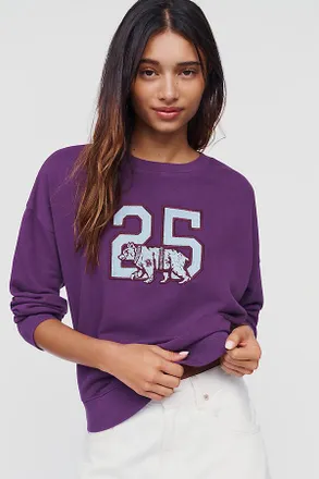Maeve 100% Cotton Embroidered Varsity Sweatshirt