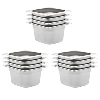 vidaXL Vidaxl Contenitori Gastronorm 12 Pz Gn 1/6 100 Mm In Acciaio Inox