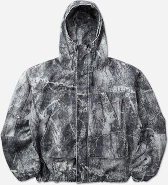 Roa Men s Wrangler Washed Pattern Denim Hooded Jacket Owl Dark Camo