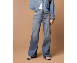 Tribal Blue Thread Brookke Hugging Palazzo Jeans In Medium Wash Denim