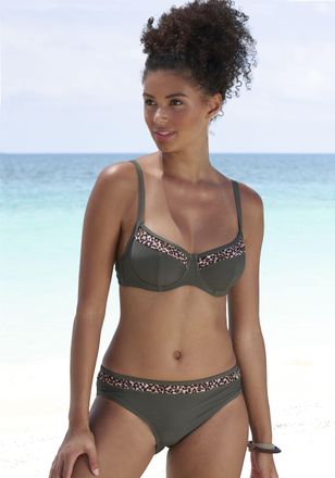 Lascana B&uuml;gel-Bikini-Top LASCANA Adelin, Damen, Gr. 36, Cup C, gr&uuml;n (oliv, leo), Recycling-Polyamid, unifarben, Bikini-Oberteile B&uuml;gel-Bikini-Top, mit bedruck