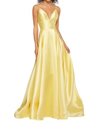 Sherri Hill Satin A-Line Prom Dress In Yellow