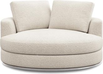 Castlery Hamilton Swivel Armchair 51.2 Customized, (Performance Boucle) Cream, Spill Resistant, 360-&deg; Swivel for Castlery Chairs, Beige, Ergonomic, Adjustable