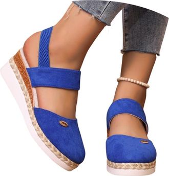 Generic Womens Closed Toe Espadrilles Sandals Summer Wide Fit Wedge Ankle Strap Sandal Non-slip Platform Shoes Comfortable Elegant Low Heels Walking Slippers 