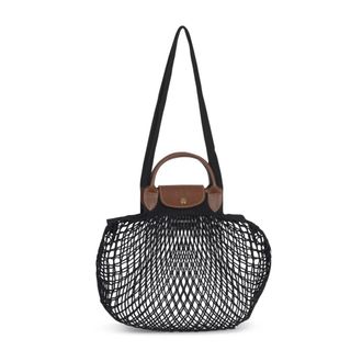 Longchamp Handbags, female, Black, Size: ONE SIZE Black Le Pliage Filet Bags