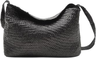Dragon Diffusion Zwarte Diagonale Weefklep Tas - Dames - Schoudertassen - Zwart - ONE Size - Leer - Tassen