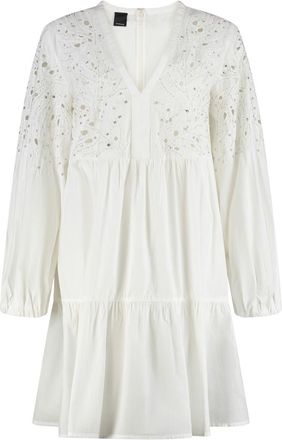 Pinko White V-Neck Mini Dress