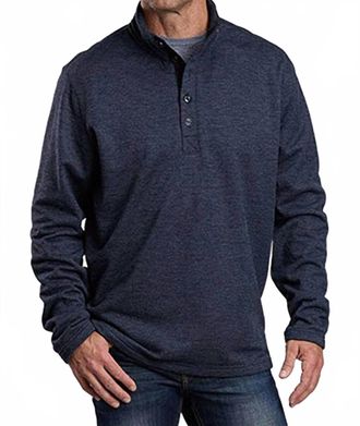 Stetson Quarter-Button Honeycomb Knit Sweater In Grey