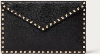 Valentino Garavani Pouch Rockstud In Vitello Granato Donna NERO UNI