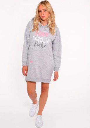 Zwillingsherz Sweatkleid »Love Amour Liebe« Kängurutasche mit praktischen Fronttaschen und bedruckter Kordel