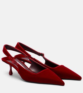 Jimmy Choo London Amel velvet slingback pumps