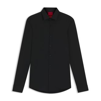 HUGO BOSS Hugo Mens Kenno Slim-Fit Shirt in Black - Size 17.75 inch