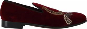 Dolce & Gabbana Loafers Dress - Heren - Loafers - Rood - 39 EU - Katoen - Schoenen