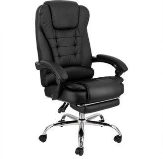 Elama High Back Adjustable Faux Leather Office Chair in Black with Adjustable Footrest