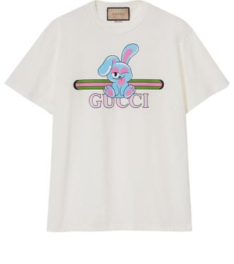 Gucci (WMNS) Gucci Cotton Jersey Printed T-Shirt Off White 776596-XJGHQ-9095