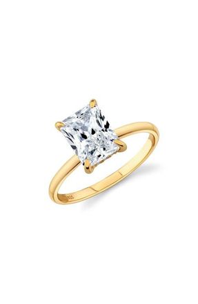 Crislu Radiant Cut Cubic Zirconia Solitaire Ring in 18Kt Yellow Gold /Clear Stone at Nordstrom, Size 7
