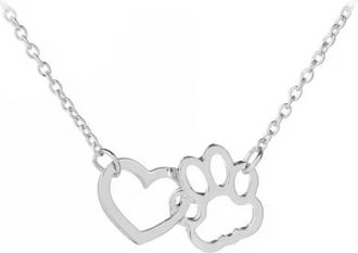 Hollywood Sensation HeartPaws 18K Gold Plated Heart and Paw Necklace in Silver at Nordstrom