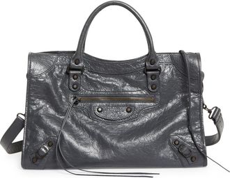 Balenciaga Medium Le City Leather Satchel in 1251 Volcanic Rock at Nordstrom