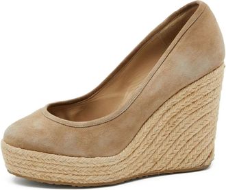 Jimmy Choo London 110mm suede wedge espadrilles - Neutrals