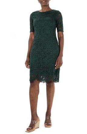 Nina Leonard Elbow Length Lace Dress in Evergreen at Nordstrom Rack, Size X-Large