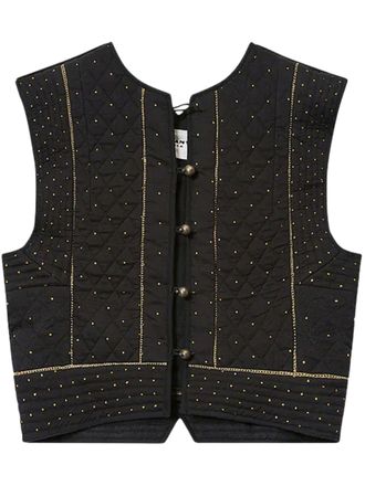 Isabel Marant Cropped Black Top with Quilted Texture
