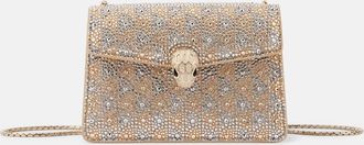 Bulgari Borsa a tracolla Serpenti Forever Mini in suede con cristalli