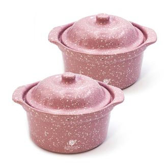 Bisetti Stonerose high strength stoneware mini cocotte set 2 pieces