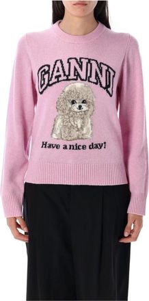 Ganni Truien & Vesten, Dames, Roze, M, Wol, Poodle Gebreide Kleding Krijt Roze Aw 25