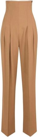 Elisabetta Franchi Vloeiende gabardine broek - Dames - Broeken - Bruin - Maat: S Gabardine