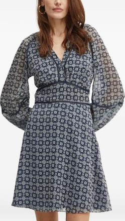 Guess Co floral-pattern V-neck mini dress - Blue