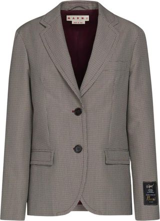 Marni Houndstooth Wollen Blend Jas - Dames - Blazers - Grijs - 2XS - Wol - Jassen