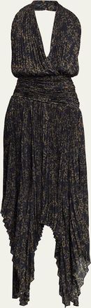 Proenza Schouler Paulina Pleated Halter Handkerchief Maxi Dress