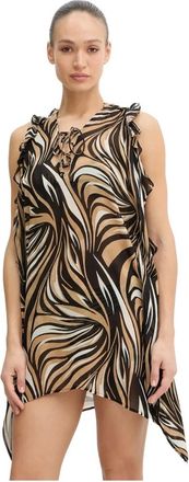 Twinset Badmode, Dames, Bruin, S, Strandjurk