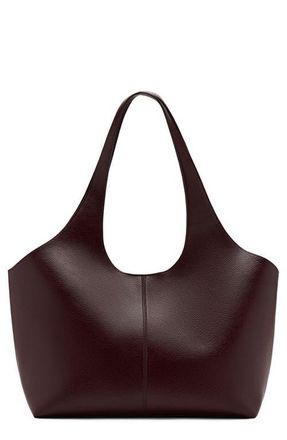 Mango Large Faux Leather Shopper Tote in Burgundy at Nordstrom