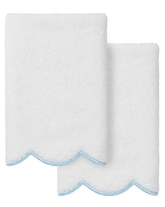 Linum Home Textiles 100% Turkish Cotton Adornia Scallop 2Pc Fingertip Towel Set