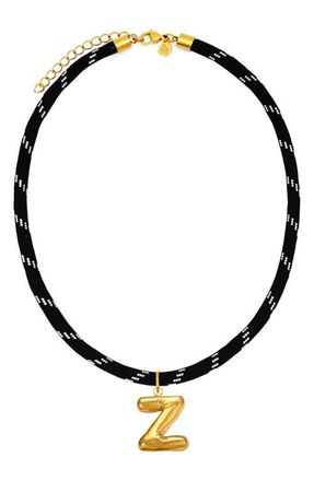 Petit Moments Bubble Initial Pendant Cord Necklace in Black-Z at Nordstrom
