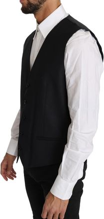 Dolce & Gabbana Gray Wool Silk Waistcoat Mens Vest