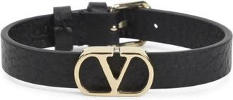 Valentino Garavani Vlogo Signature Armband - Heren - Armbanden - Zwart - ONE Size - Leer - Accessoires