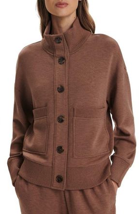 Varley Sabrina DoubleSoft Button-Up Sweatshirt in Golden Bronze Marl at Nordstrom, Size Medium