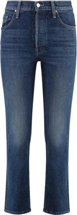 Mother Cropped Skinny Jeans met Metalen Details - Dames - Slim Fit Jeans - Blauw - W30 - Katoen - Jeans
