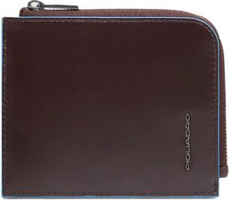 Piquadro Kaarthouder met ritsvak voor muntgeld en RFID-bescherming - unisex - Portefeuilles - Bruin - ONE Size - Leer - Accessoires