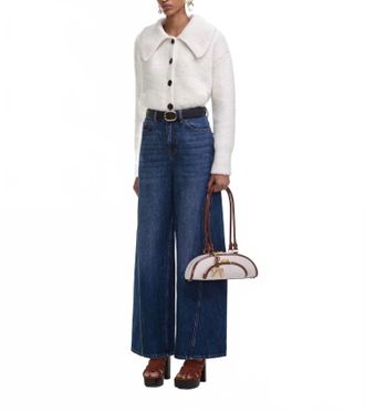 Self Portrait Bleached Denim Jeans In Blue